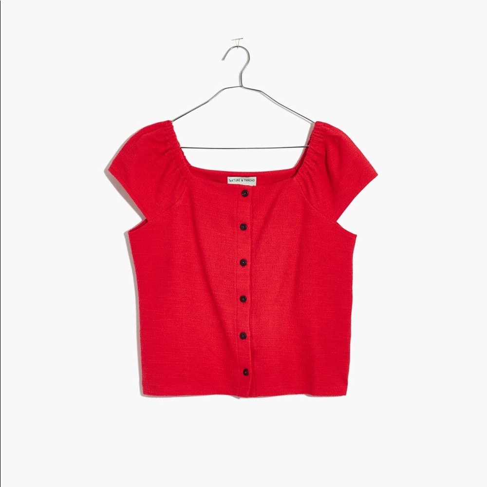 Madewell Texture & Thread Button Front Top